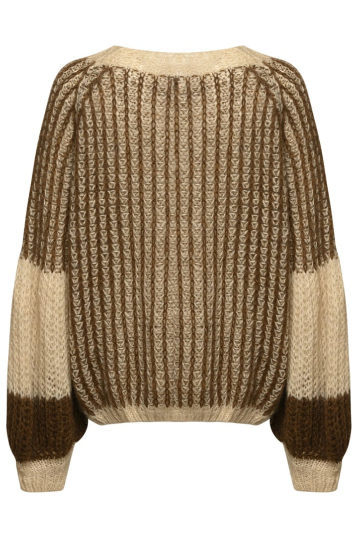 Noella - Liana Knit Sweater - Beige/Brown Strikbluser 