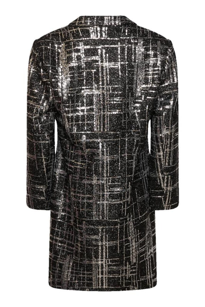 Noella - Montana Blazer Dress - Silver W/ Black Kjoler 