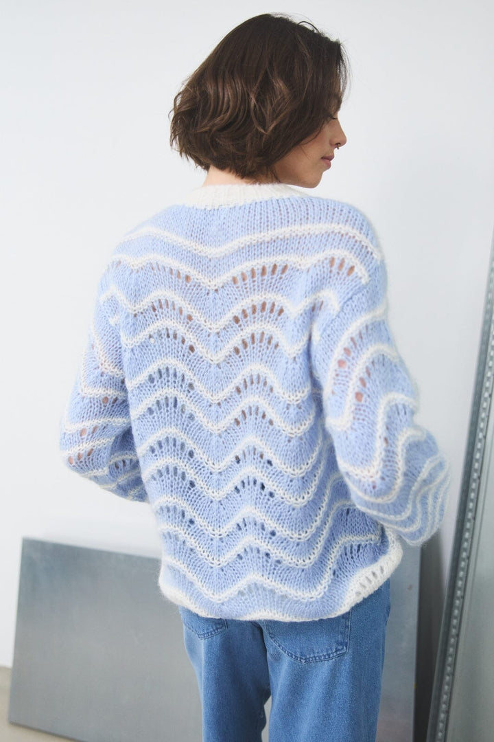 Noella - Panama Knit Jumper - 1004 Dusty Blue Strikbluser 