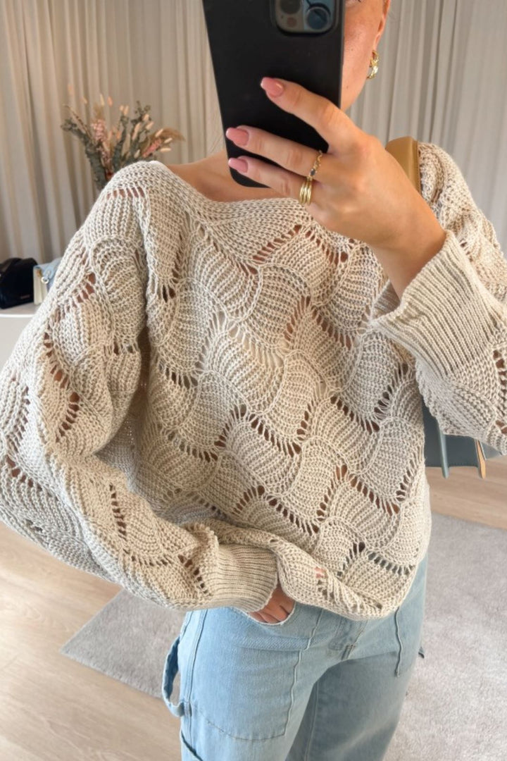 Noella - Taffy Knit Sweater - Sand Strikbluser 