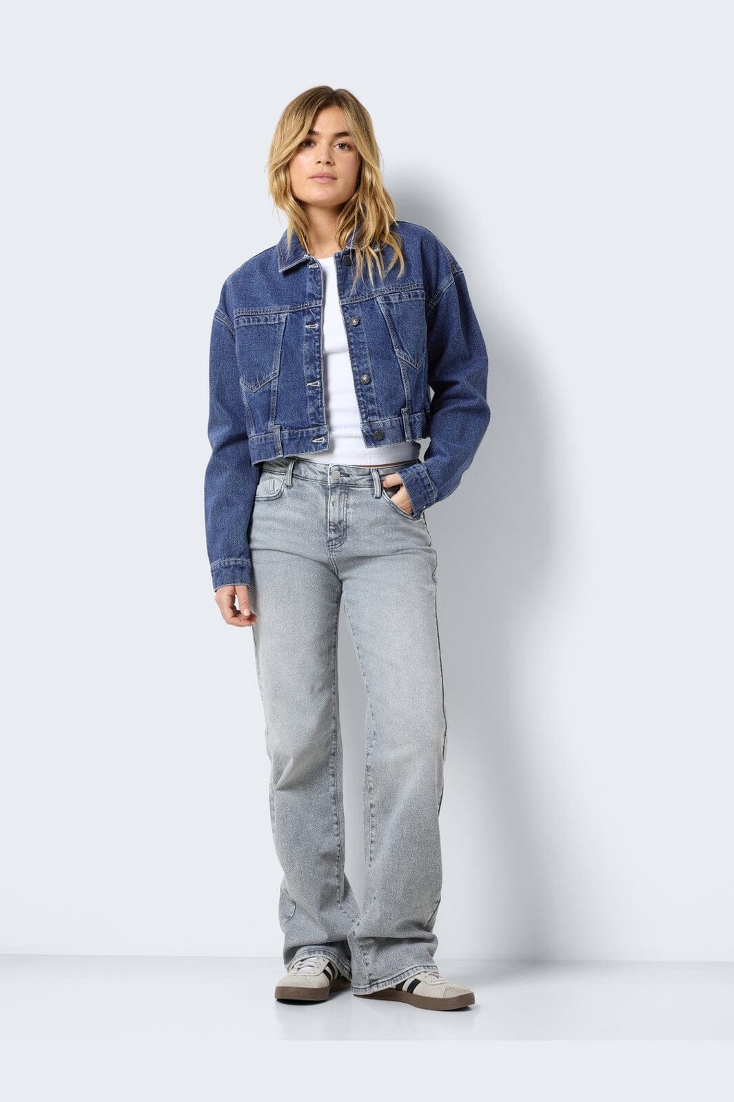 Noisy May - Nmronja L/S Crop Jacket Vi433Mb - 4411985 Medium Blue Denim