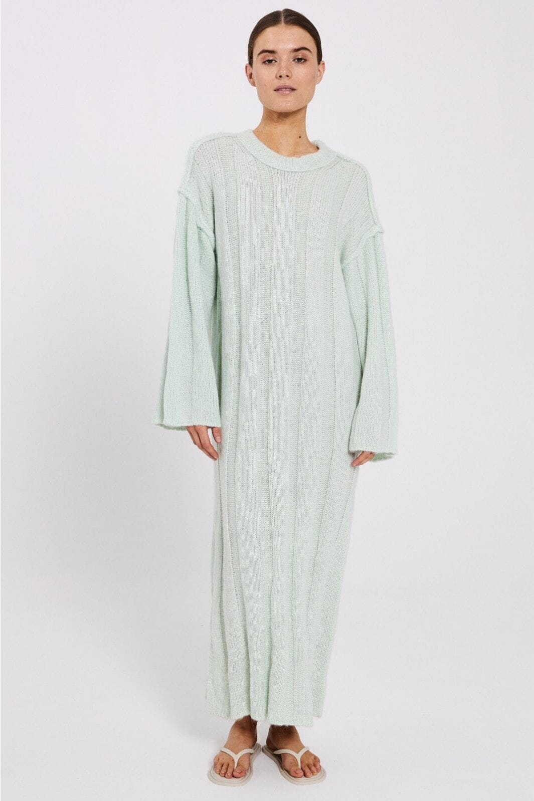 Norr - Fuscia Rib Knit Dress - Mint Green Mélange Kjoler 