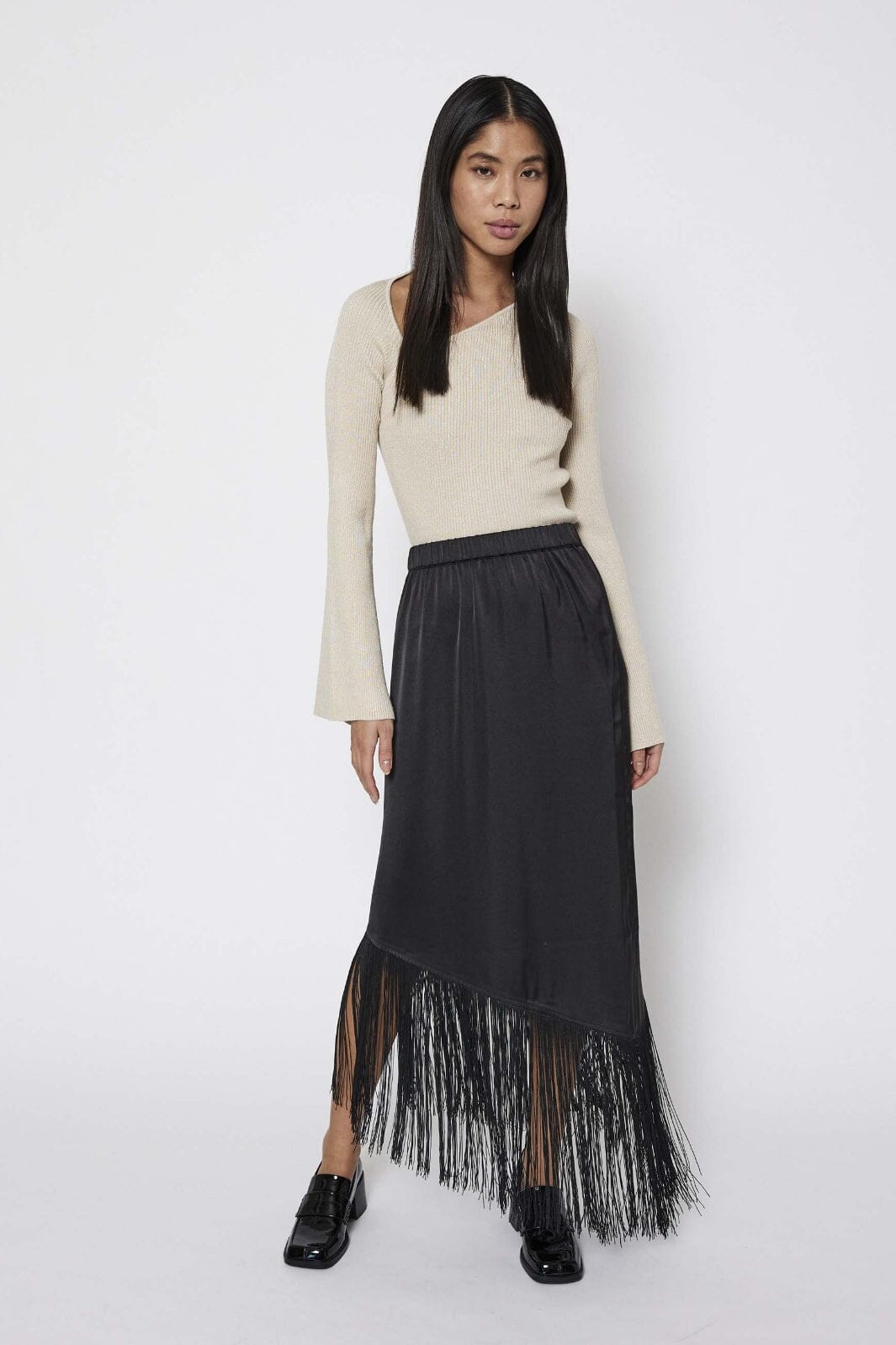 NORR - Gili Fringe Skirt - Black Nederdele 