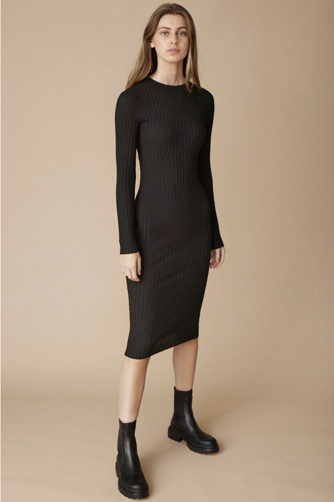 NORR - Karlina O-Neck LS Dress - Black Kjoler 