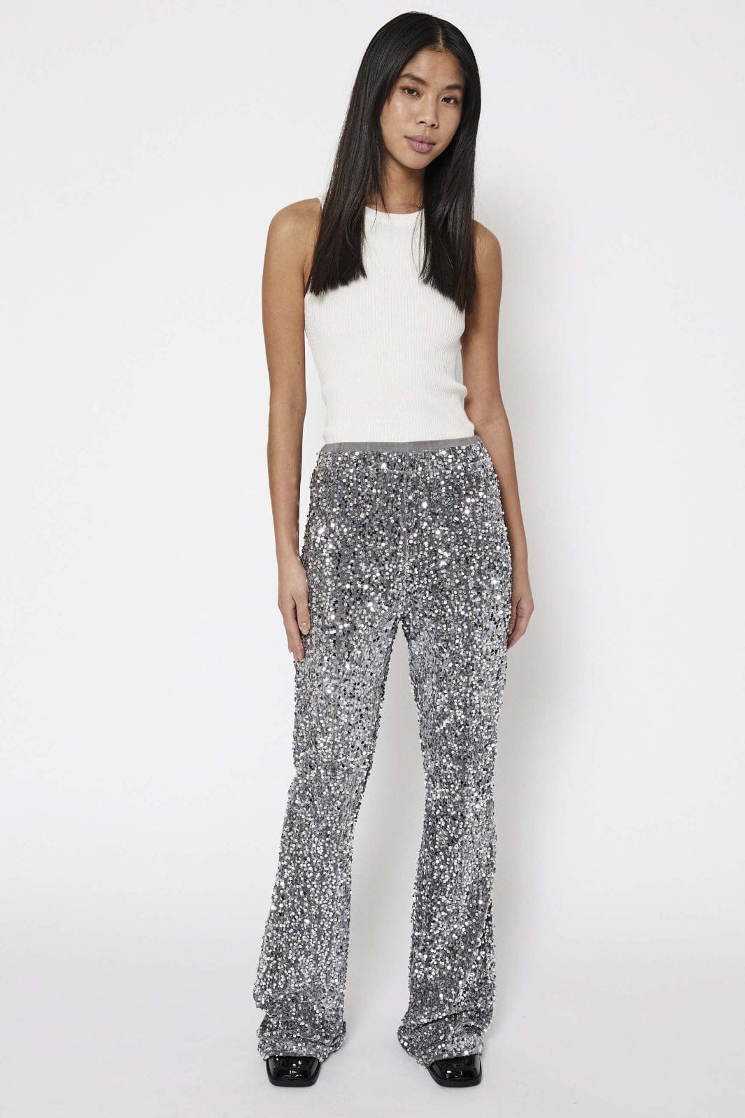 NORR - Milan Flared Pants - Silver Bukser 