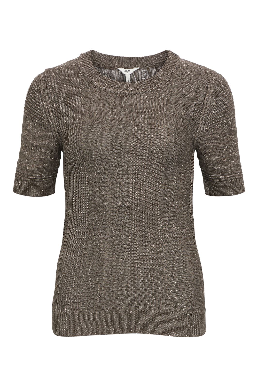 Object - Objfriella Knit S/S Sli Pullover 134 - 4567200 Morel Tone In Tone Lurex