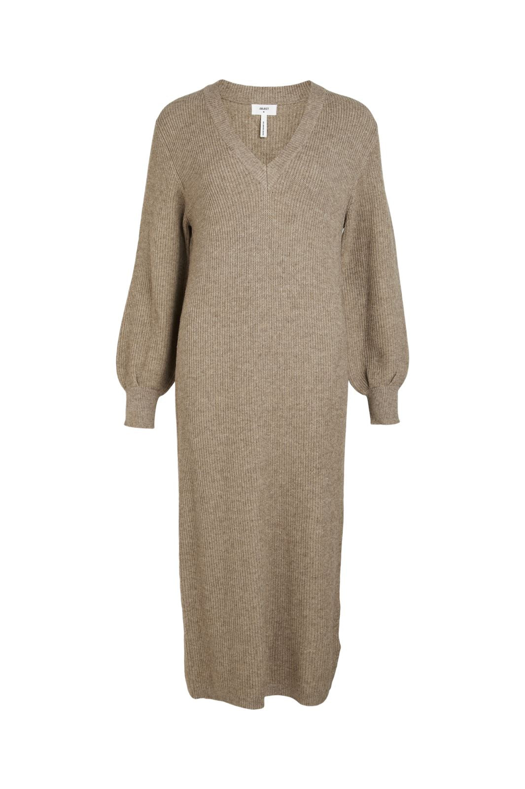 Object - Objmalena L/S Knit Dress - 3941896 Fossil Melange