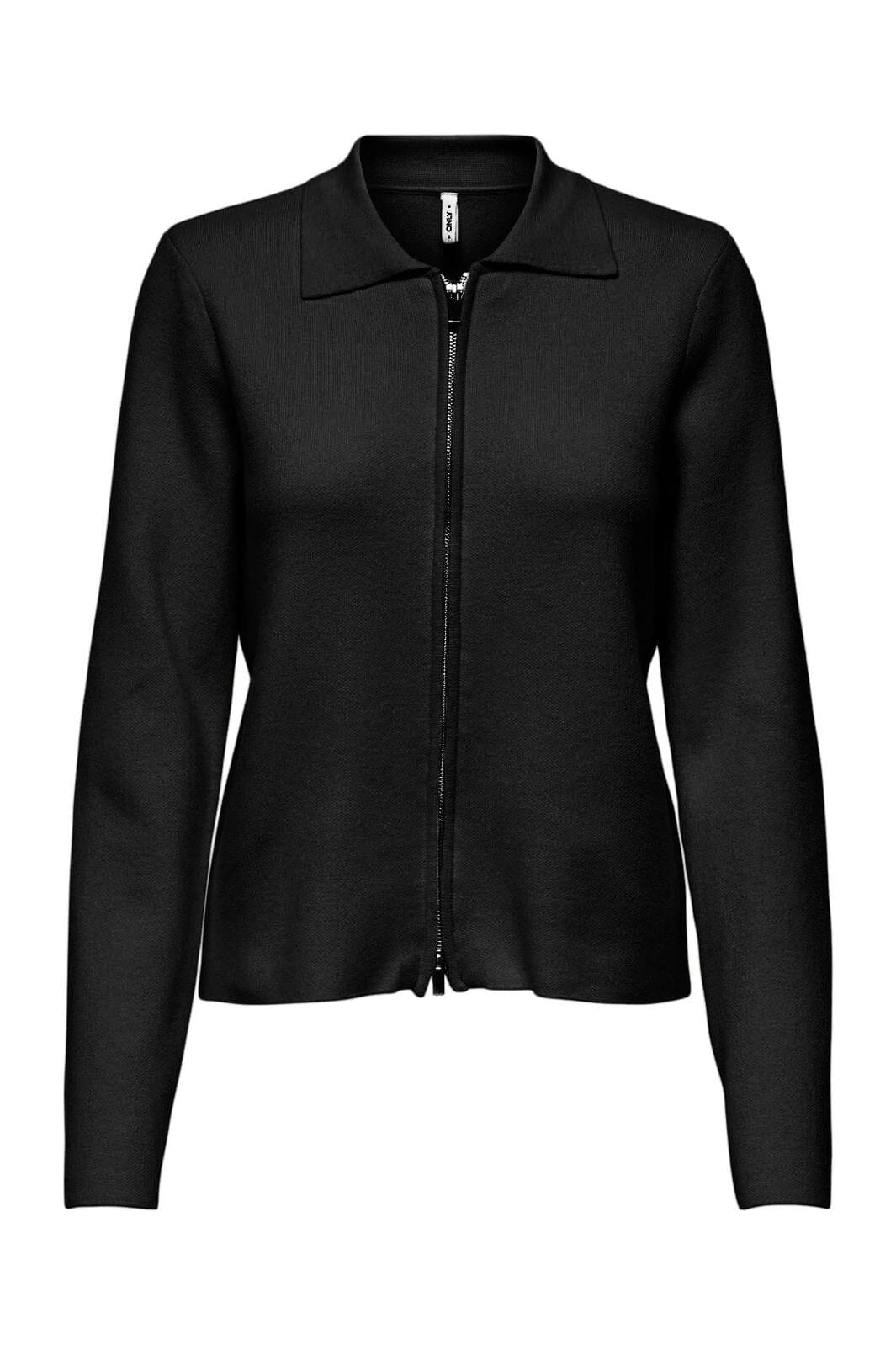 Only - Onlbaria Ls Polo Zip Cardigan Cc Knt - 4726101 Black