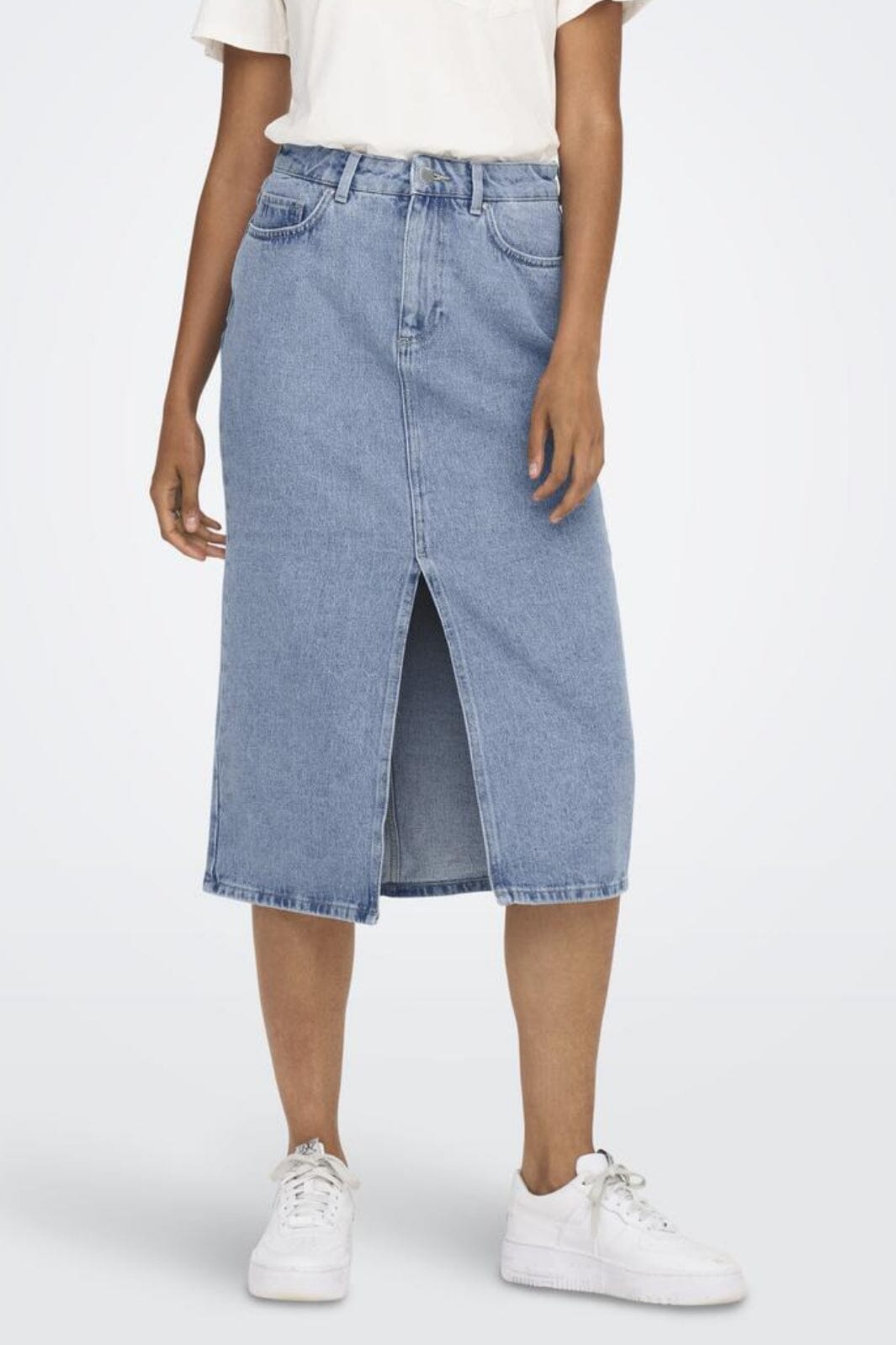 Only - Onlbianca Midi Skirt Rea - 4460381 Light Blue Denim Nederdele 