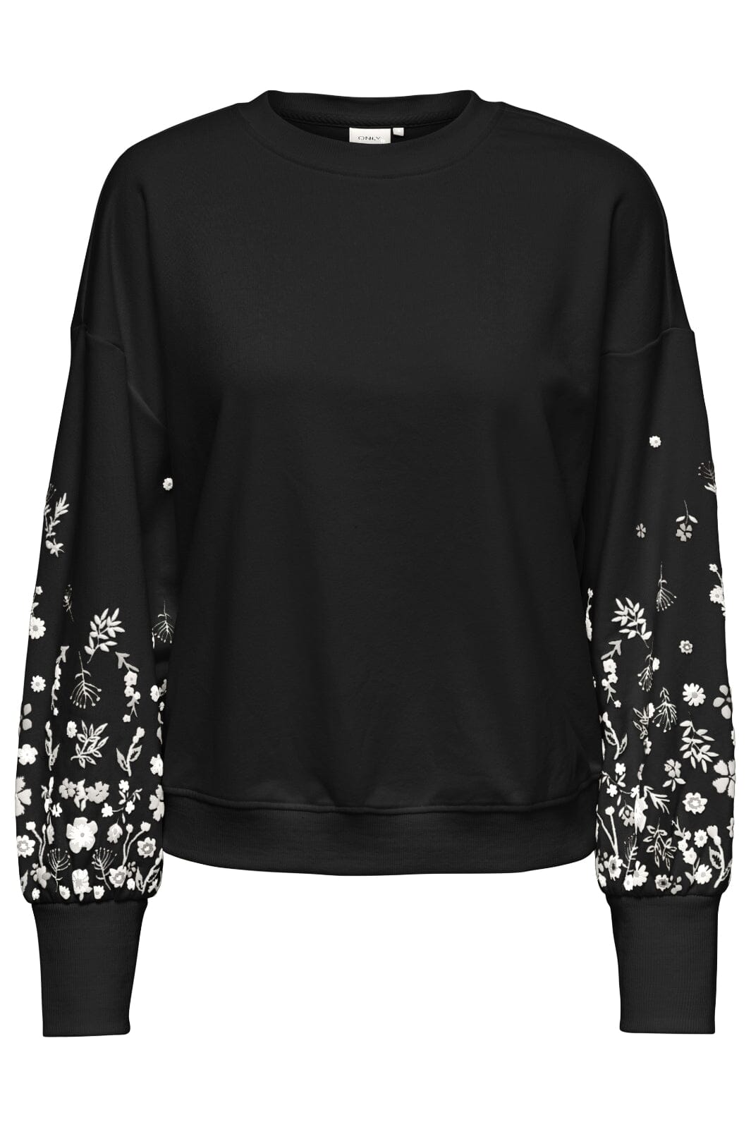 Only - Onlbrooke L/S O-Neck Flower Swt 15216364 - 4768590 - Black Cloud Dancer Sleeve Flower