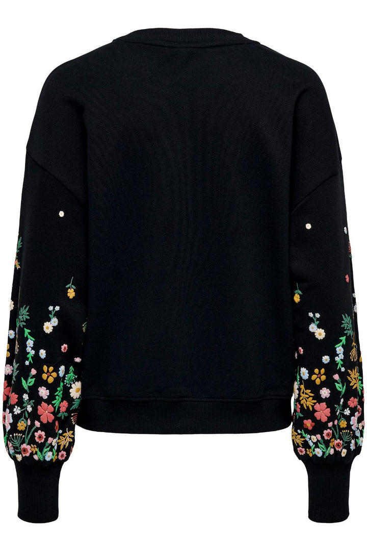 Only - Onlbrooke L/S O-Neck Flower Swt - 4236762 Black Sleeve Flower