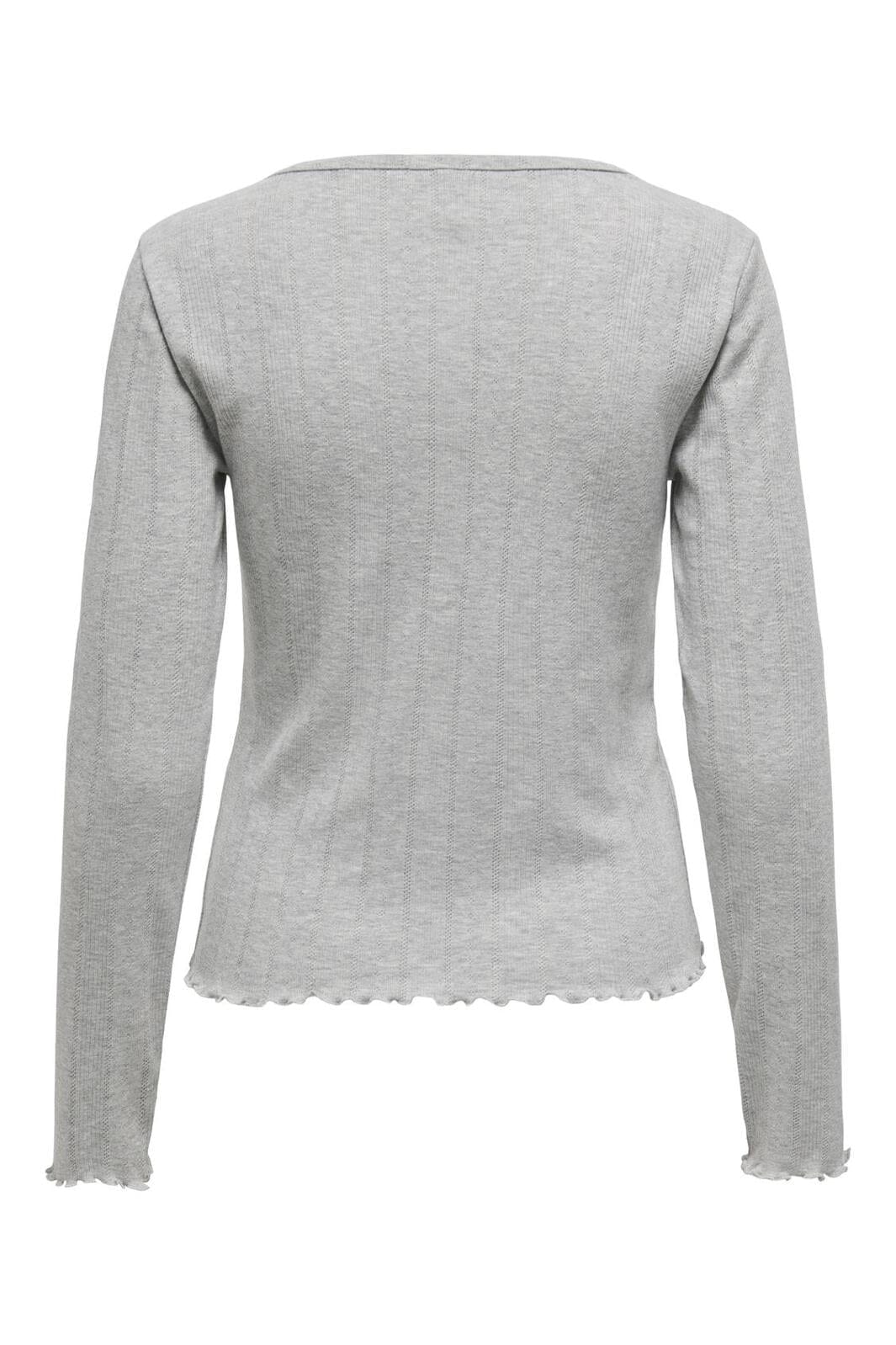 Only - Onlcarlotta L/S O-Neck Button Top - 4695779 Light Grey Melange