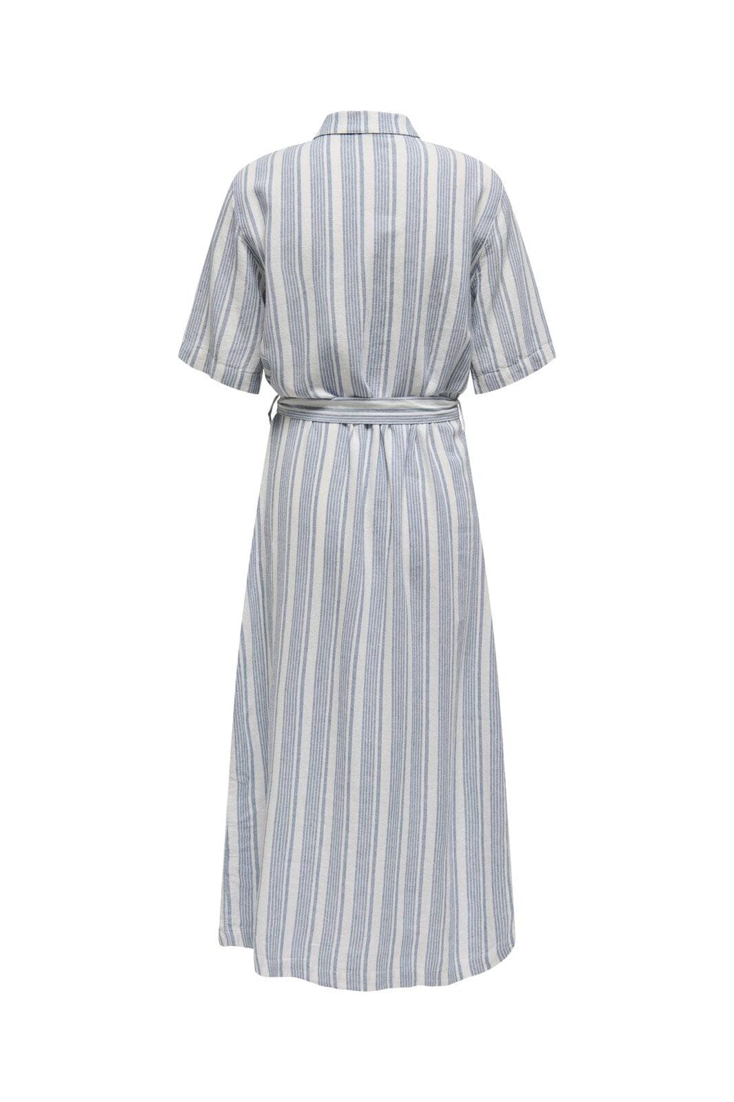 Only - Onlcaro S/S Linen Bl Belt Dress Cc - 4652253 Coronet Blue Bright White