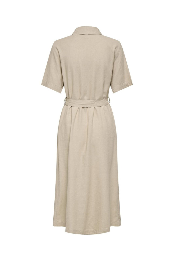 Only - Onlcaro S/S Linen Bl Belt Dress Cc - 4727101 Oxford Tan