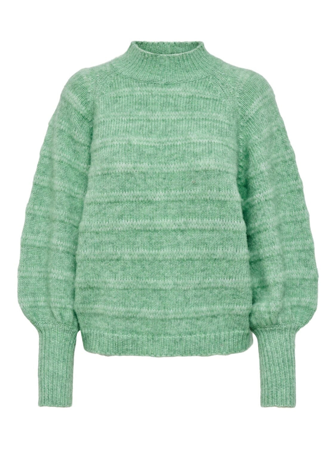 Only - Onlcelina Ls High Pullover Knt - 3970200 Green Bee W. Melange Strikbluser 