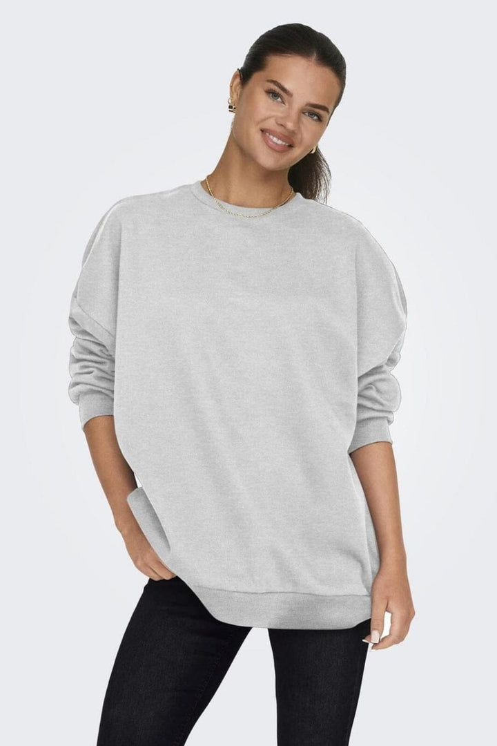 Only - Onldaze L/S Oversize O-Neck Swt - 4618896 Light Grey Melange Sweatshirts 