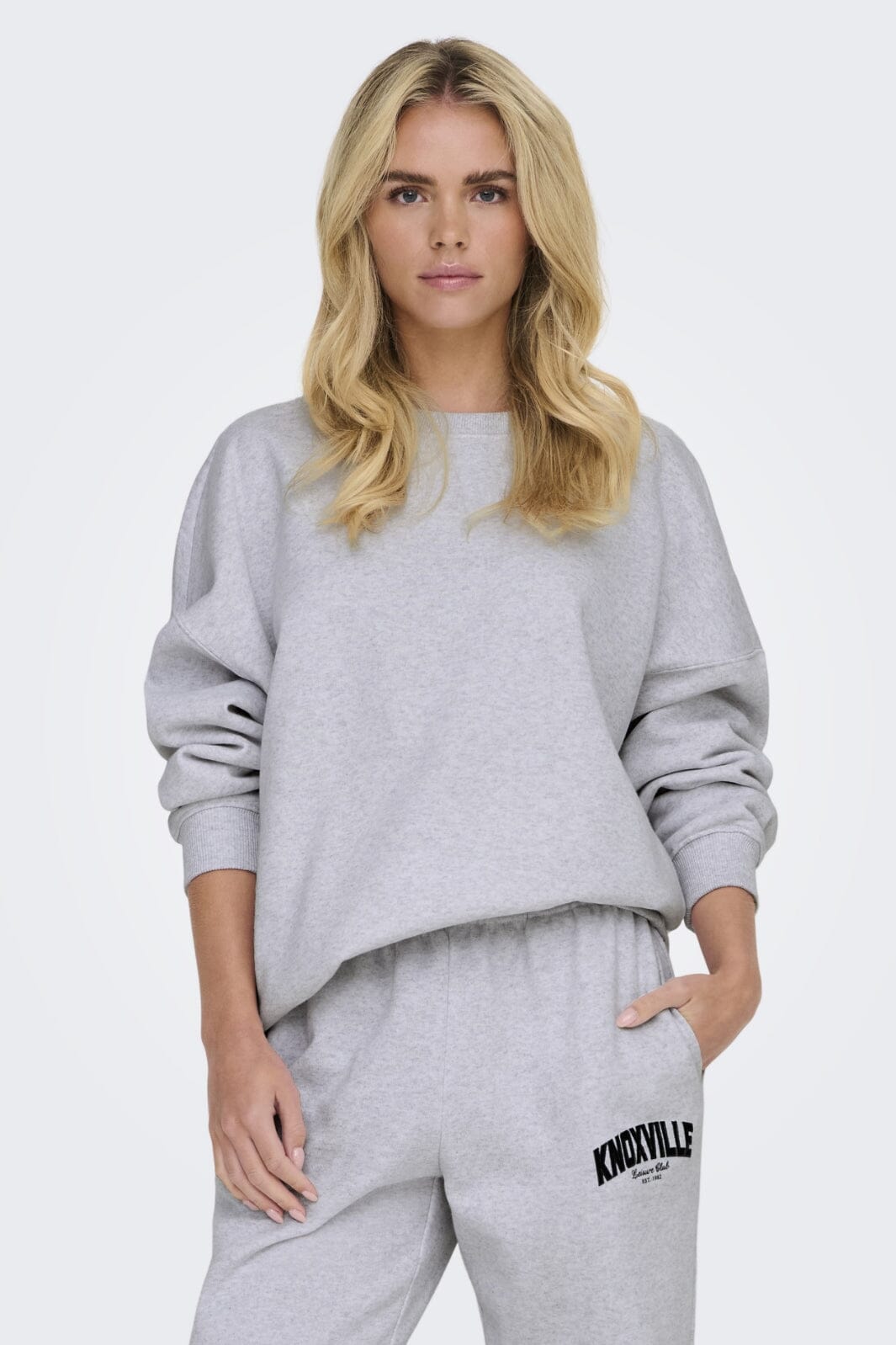 Only - Onlelliot L/S Open Back Swt - 4638158 Light Grey Melange Labels Brooklyn Sweatshirts 