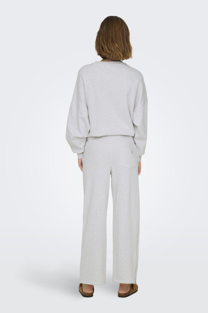 Only - Onlelliot Wide Zip Pant Swt - 4638151 Light Grey Melange Labels Brooklyn Bukser 