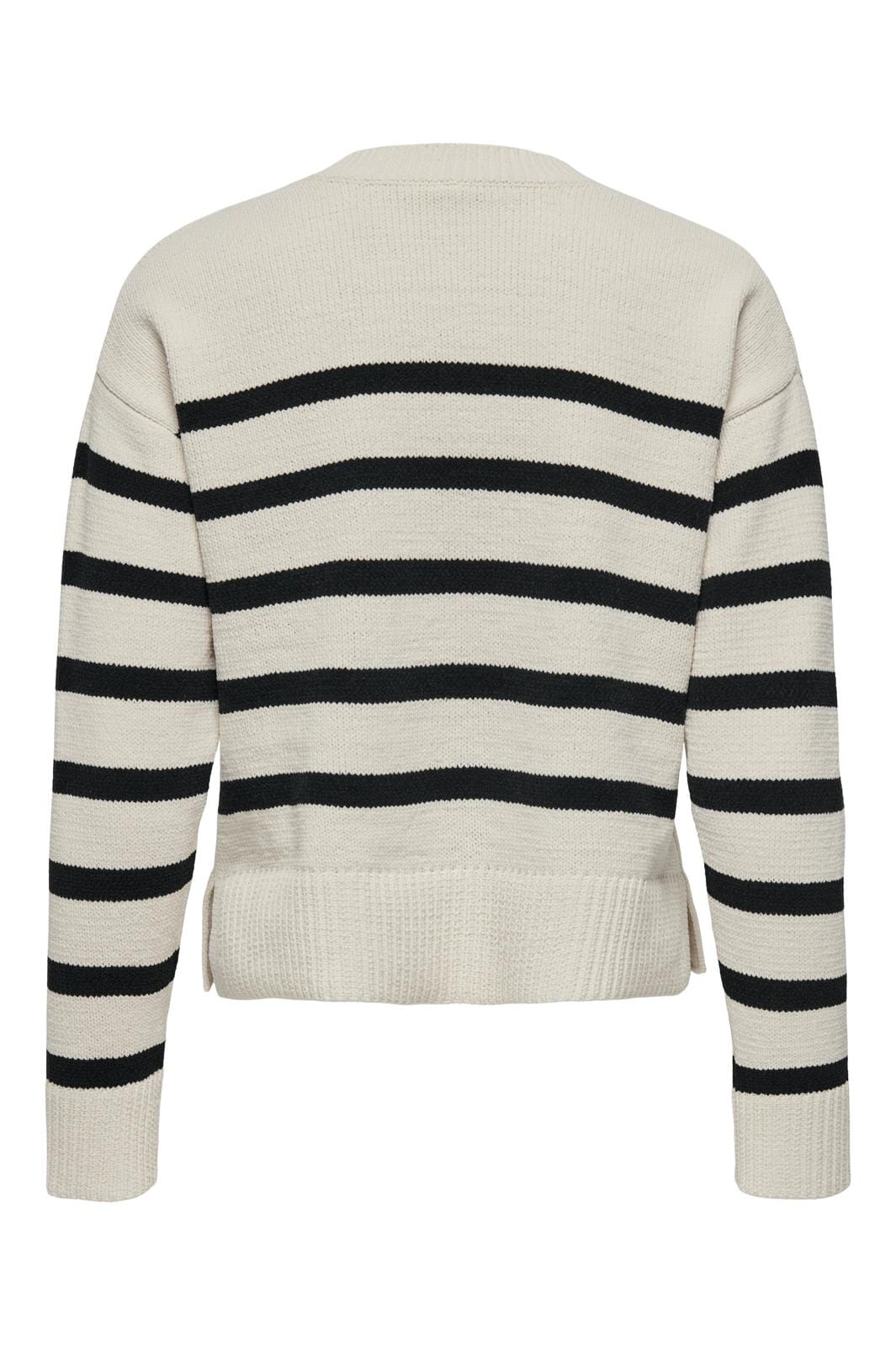 Only - Onlelly Life Ls Stripe O-Neck Cc Knt - 4632531 Birch Black