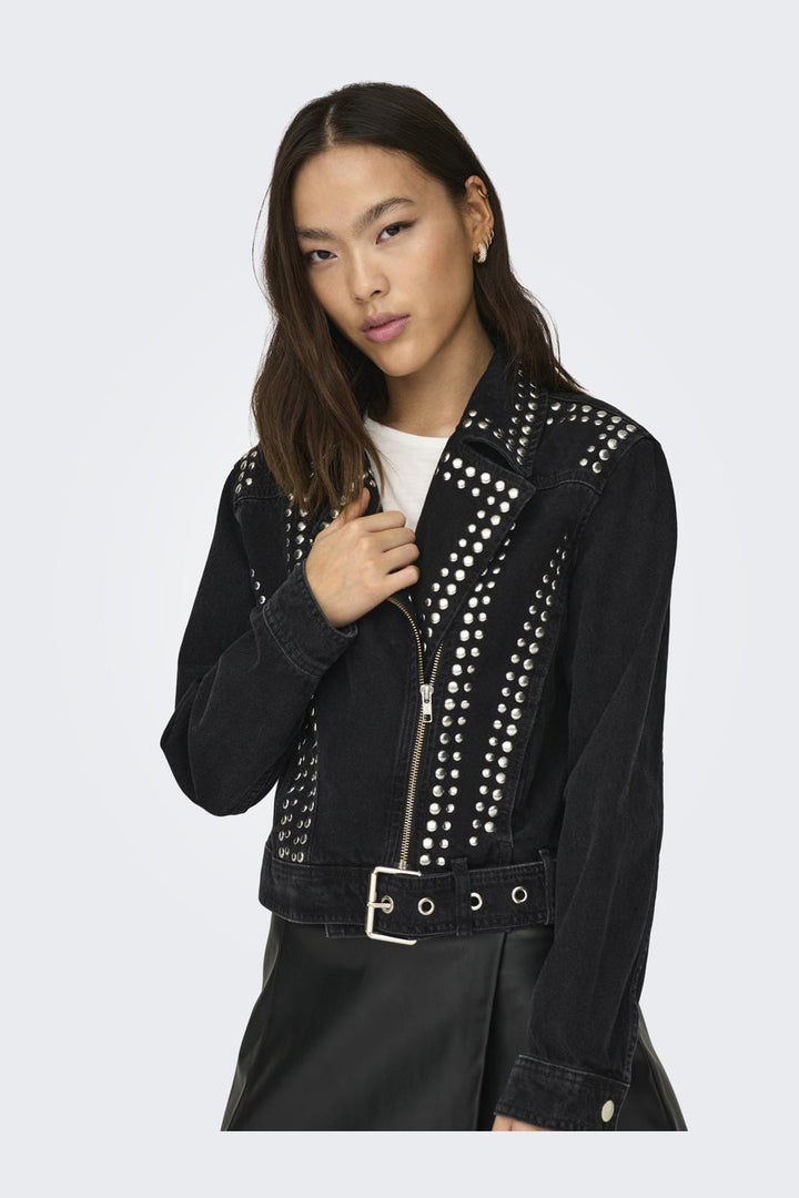 Only - Onlgilla Ls Stud Biker Jacket Cro - 4283418 Black