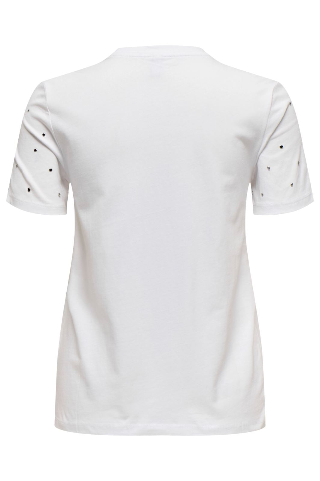 Only - Onlglobe Life S/S O-Neck Tee Box - 4691952 Bright White Gunm+Transp+Silver Studs