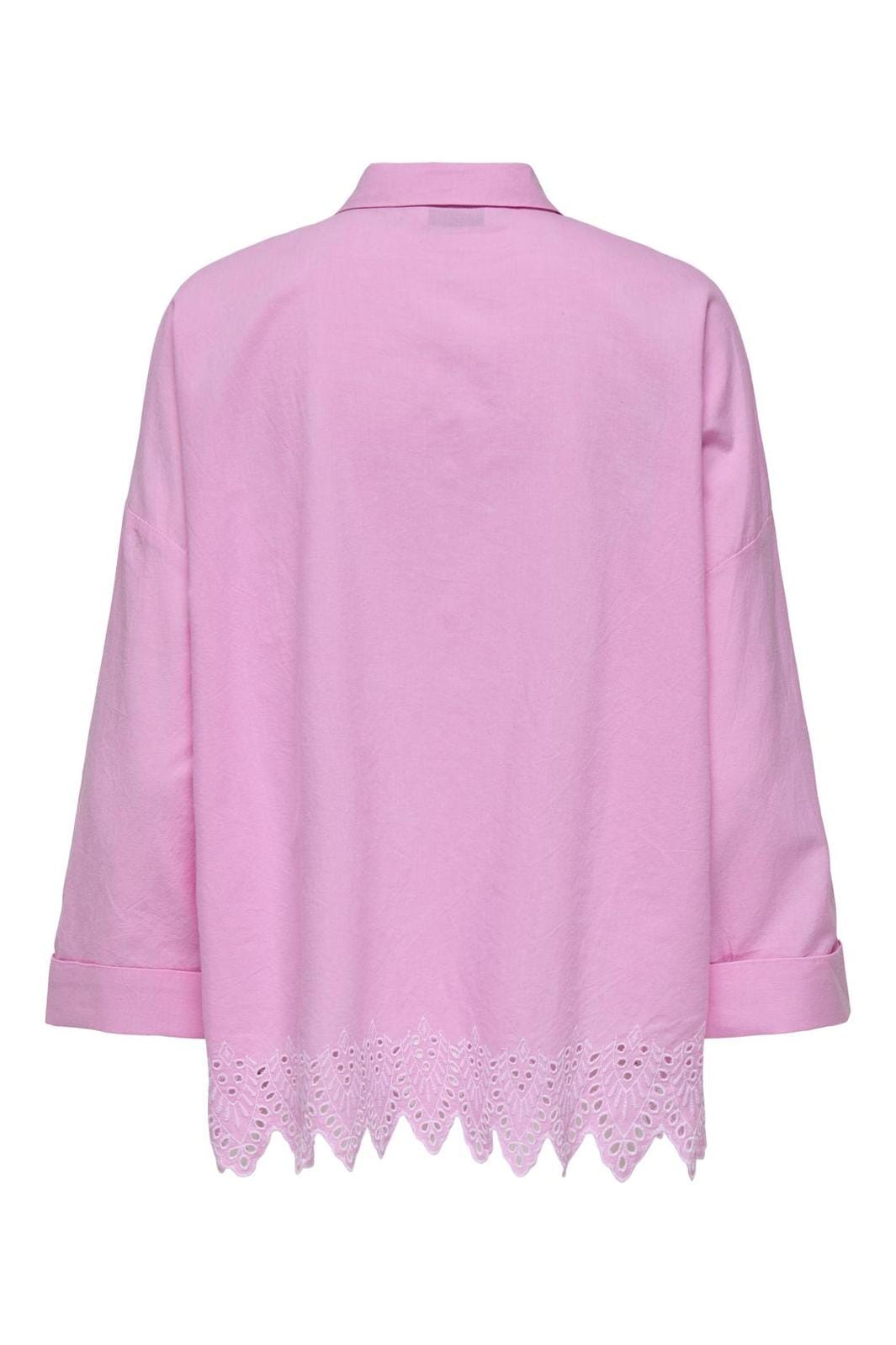 Only - Onlgraces Tulum Ls Emb Shirt - 4695481 Fuchsia Pink Bright White Emb.