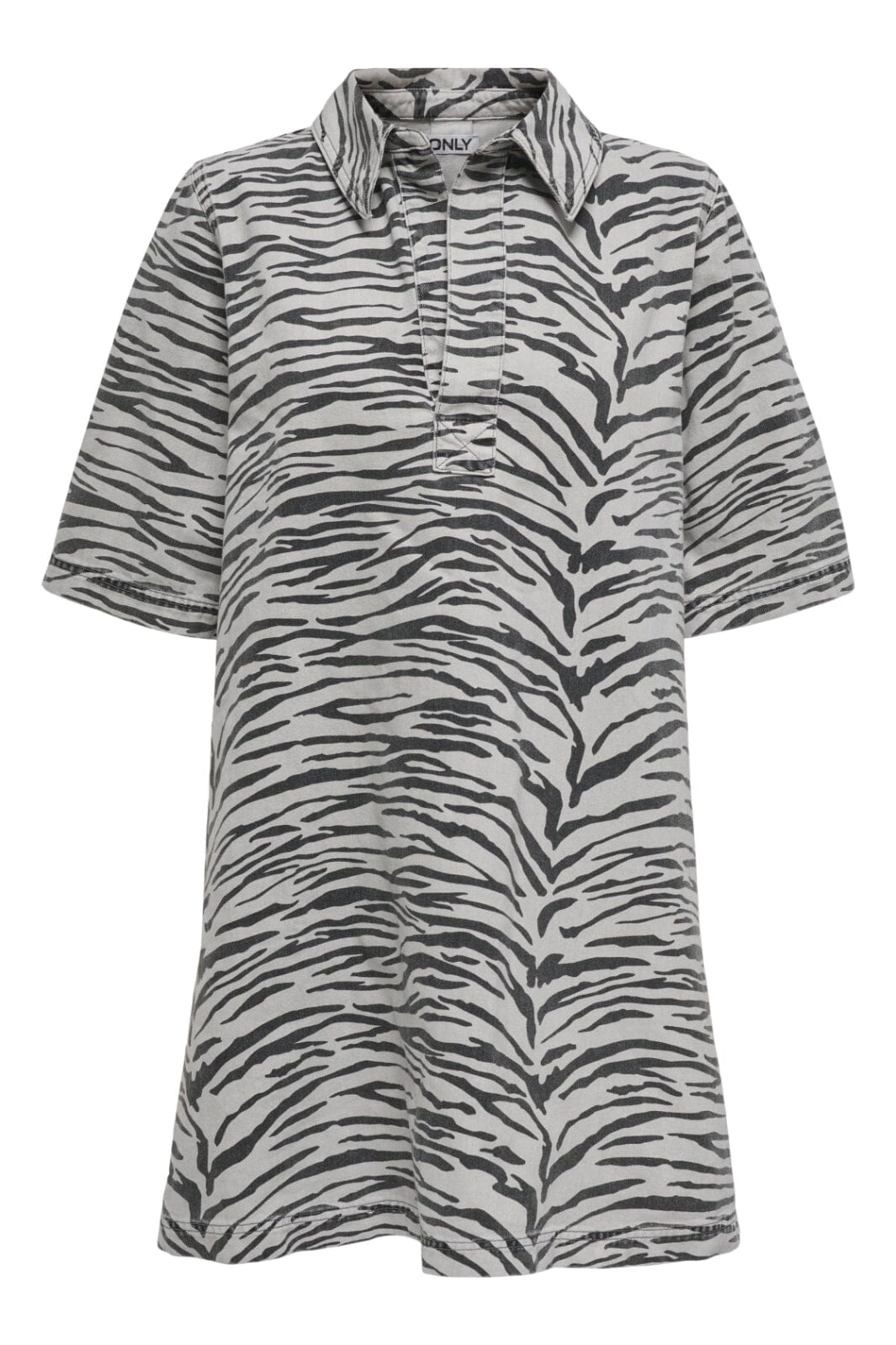 Only - Onlgry Ss Zebra Dress Sik - 4839012 Light Grey Denim Zebra