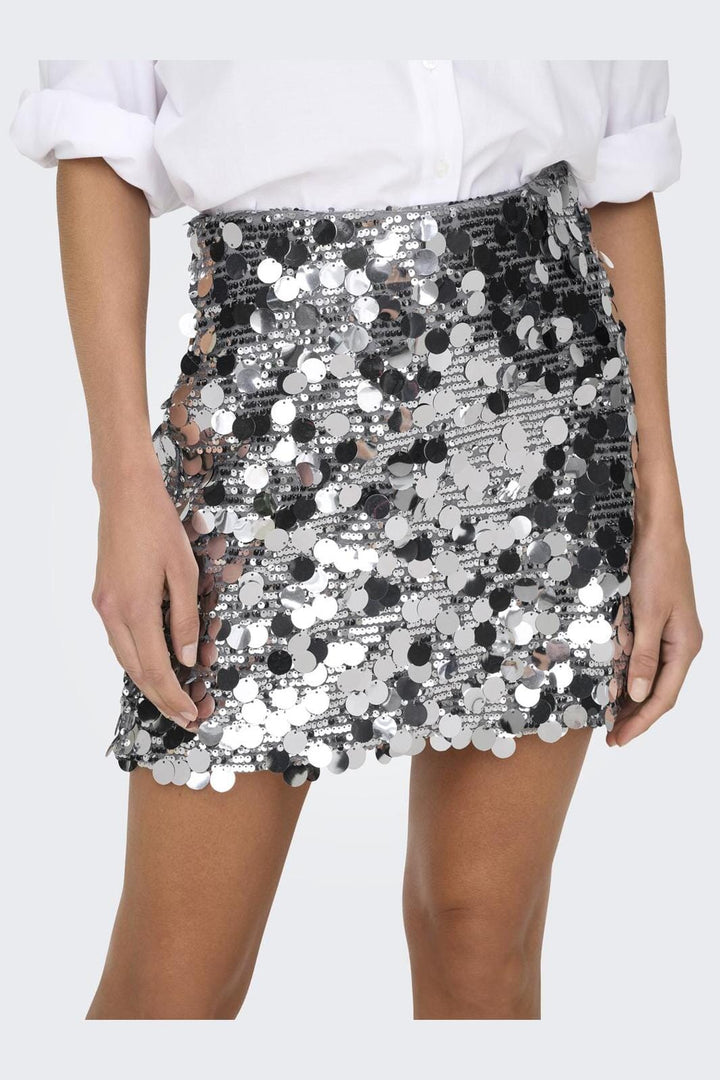 Only - Onljadel Sequins Skirt - 4732778 Silver W Silver Sequins