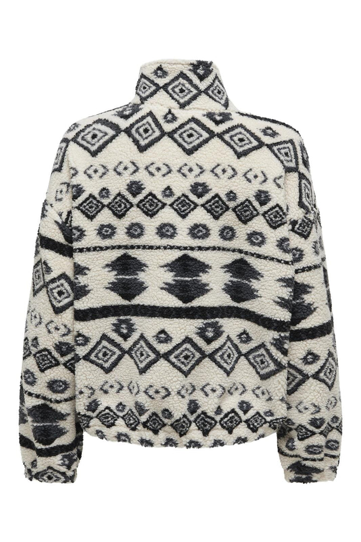 Only - Onljanne Aztec Teddy L/S Halfzip Cc Swt - 4531016 Birch Mono Aztec