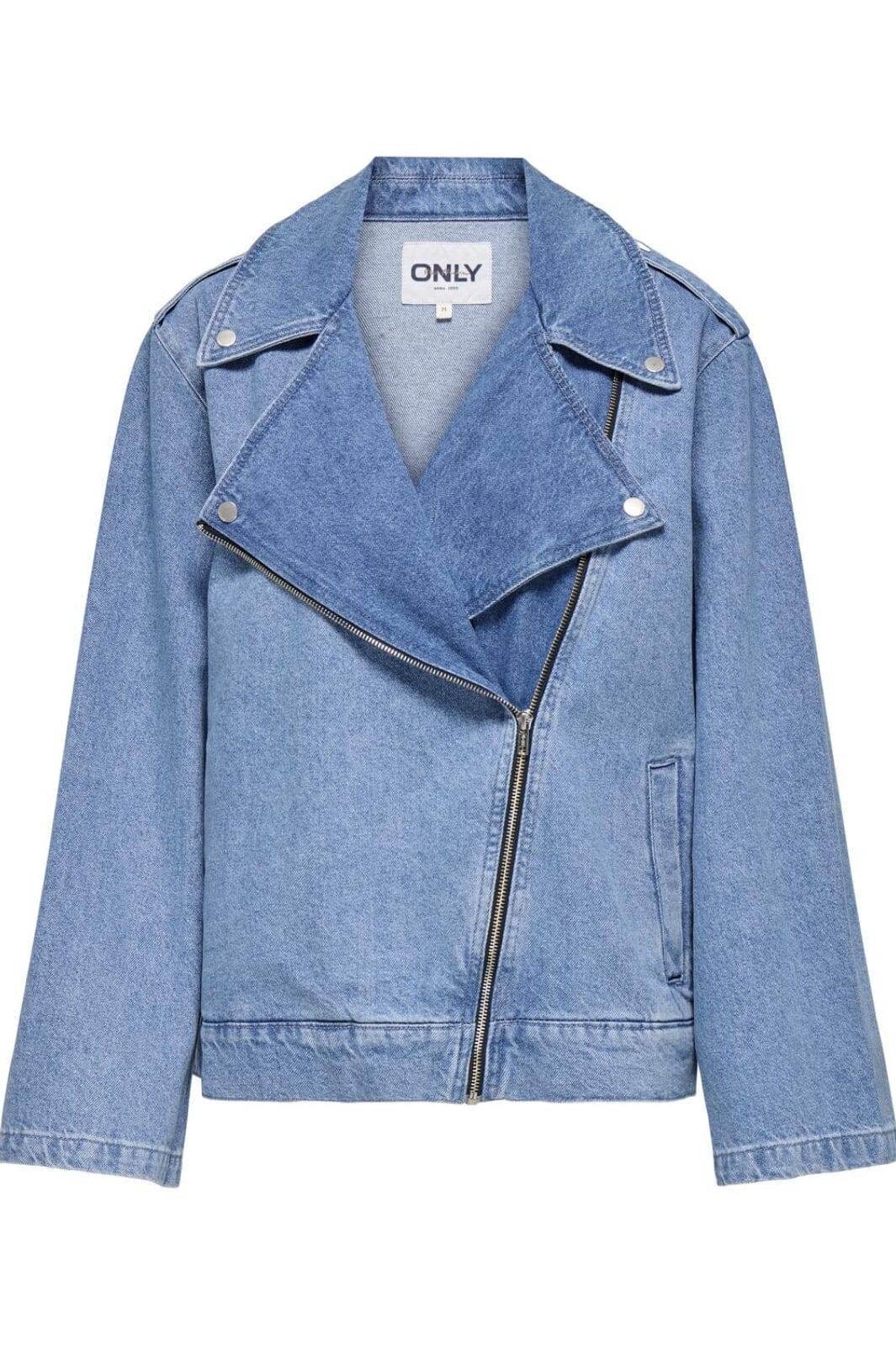 Only - Onljohanna Oversized Biker Akm - 4769230 Light Blue Denim Jakker 