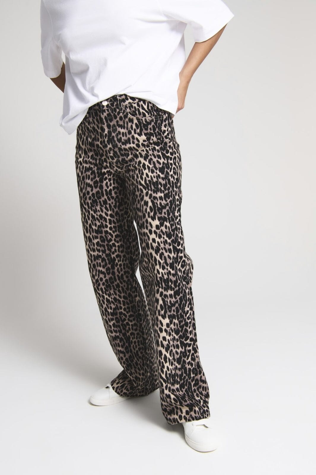 Only - Onljuicy-Anlie Wide Pant - 4688029 Black Leo Bukser 