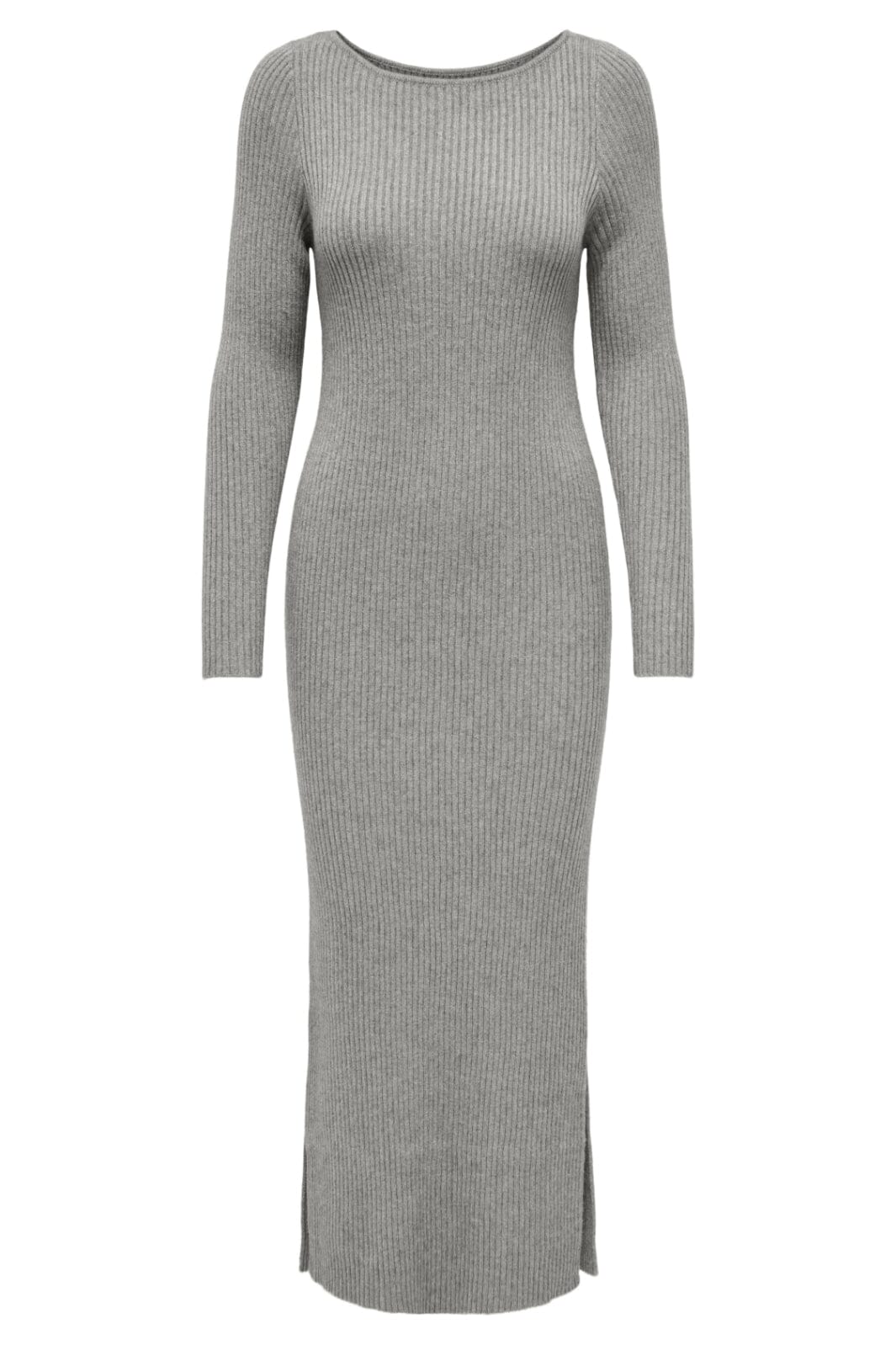 Only - Onlkatia Life Ls Maxi Boatn Dress Cc Knt - 4579620 Medium Grey Melange Kjoler 