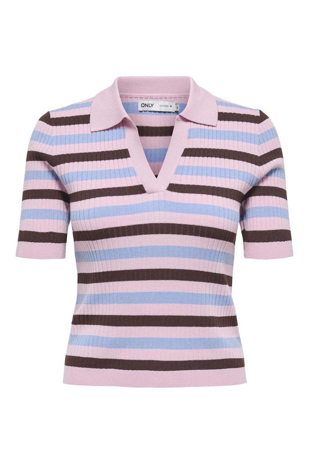 Only - Onlkaya Ss Polo Pullover Knt - 4910746 Roseate Spoonbill Serenity/Chicory Coffee