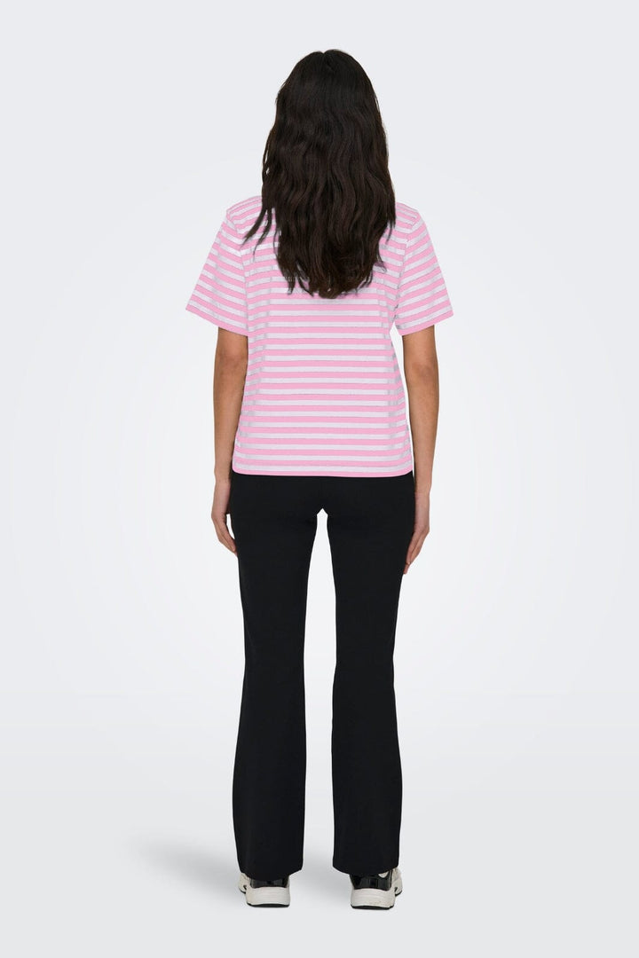 Only - Onllivina S/S Stripe Tee - 4487462 Bonbon White Stripes