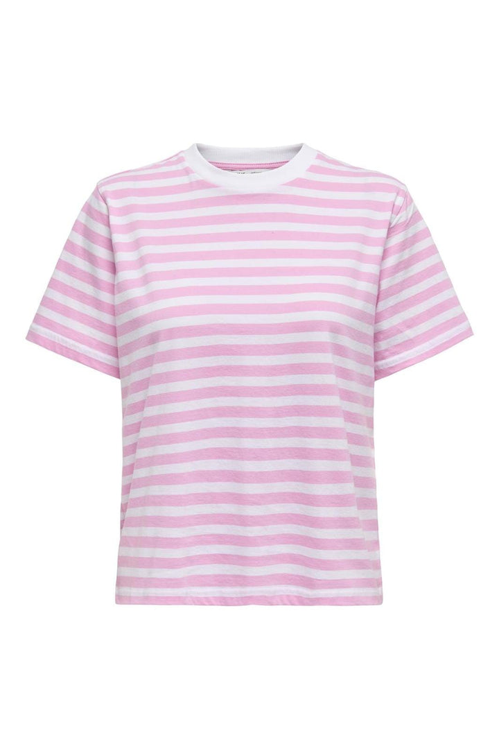 Only - Onllivina S/S Stripe Tee - 4487462 Bonbon White Stripes