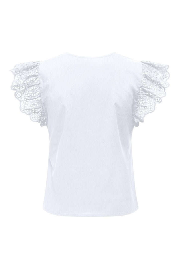 Only - Onllou Life Emb S/S Frill Top - 4428001 Bright White