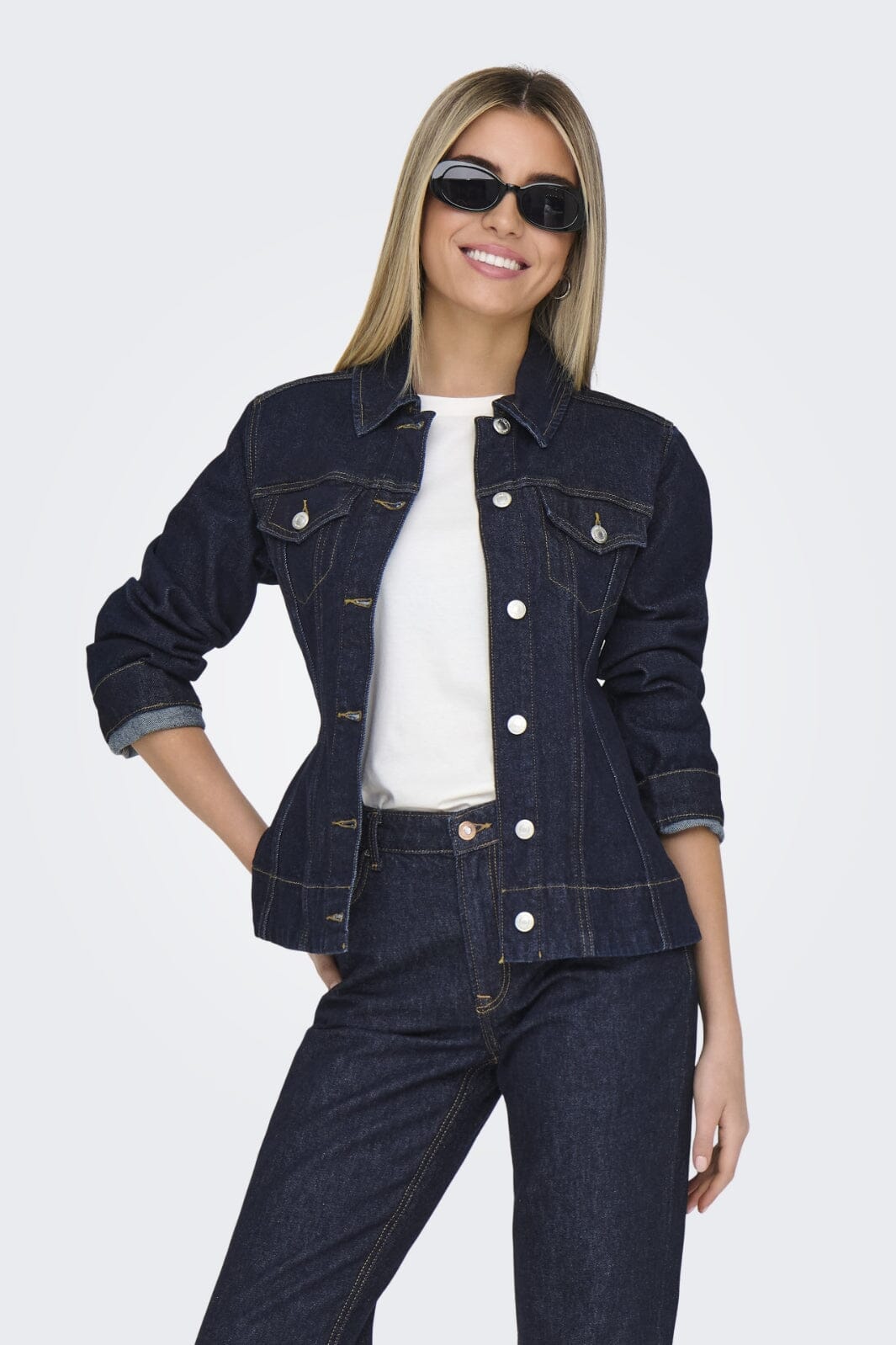 Only - Onlmadison Ls Shaped Jacket Mae - 4657628 Dark Blue Denim Jakker 