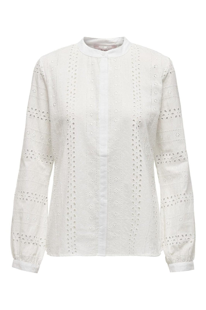 Only - Onlmiriam Ls Emb Anglaise Blouse - 2961731 Cloud Dancer