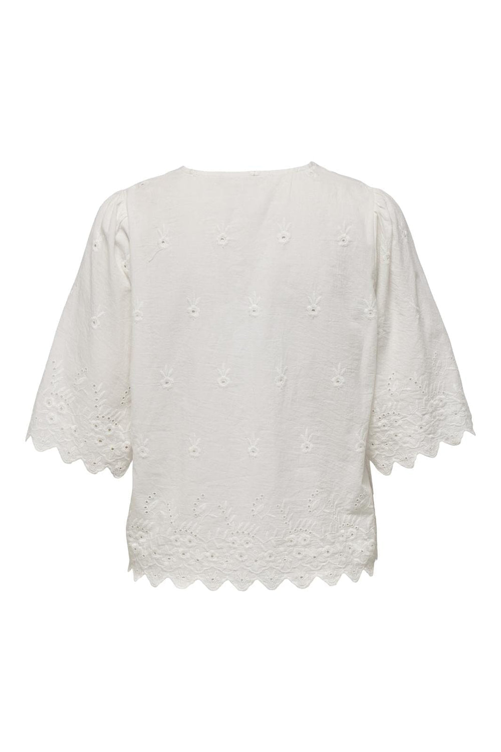 Only - Onlnynne Ss Tie Emb Top - 4714546 Cloud Dancer