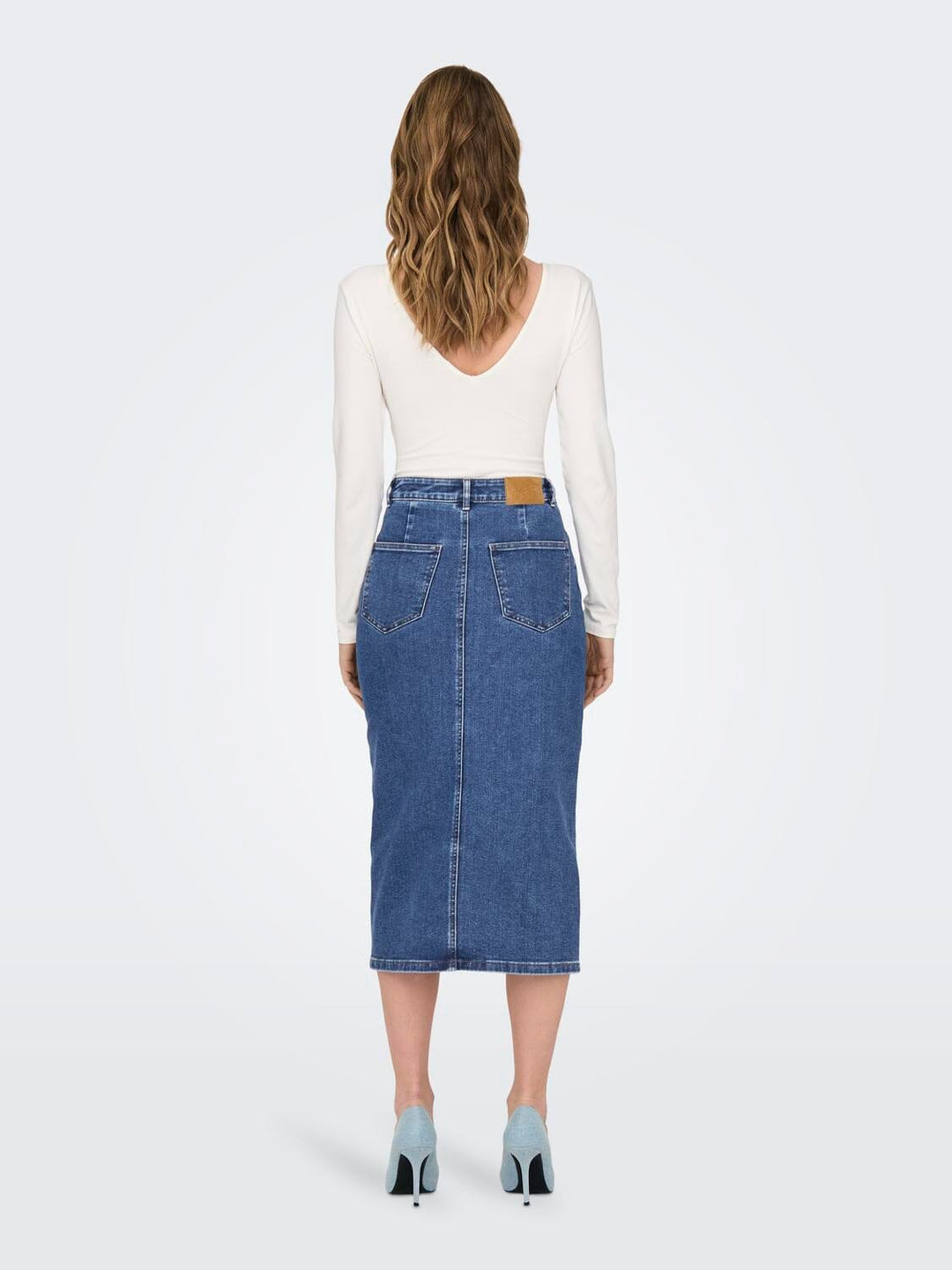 Only - Onlsiri Front Slit Skirt Gua - 4507660 Medium Blue Denim Nederdele 