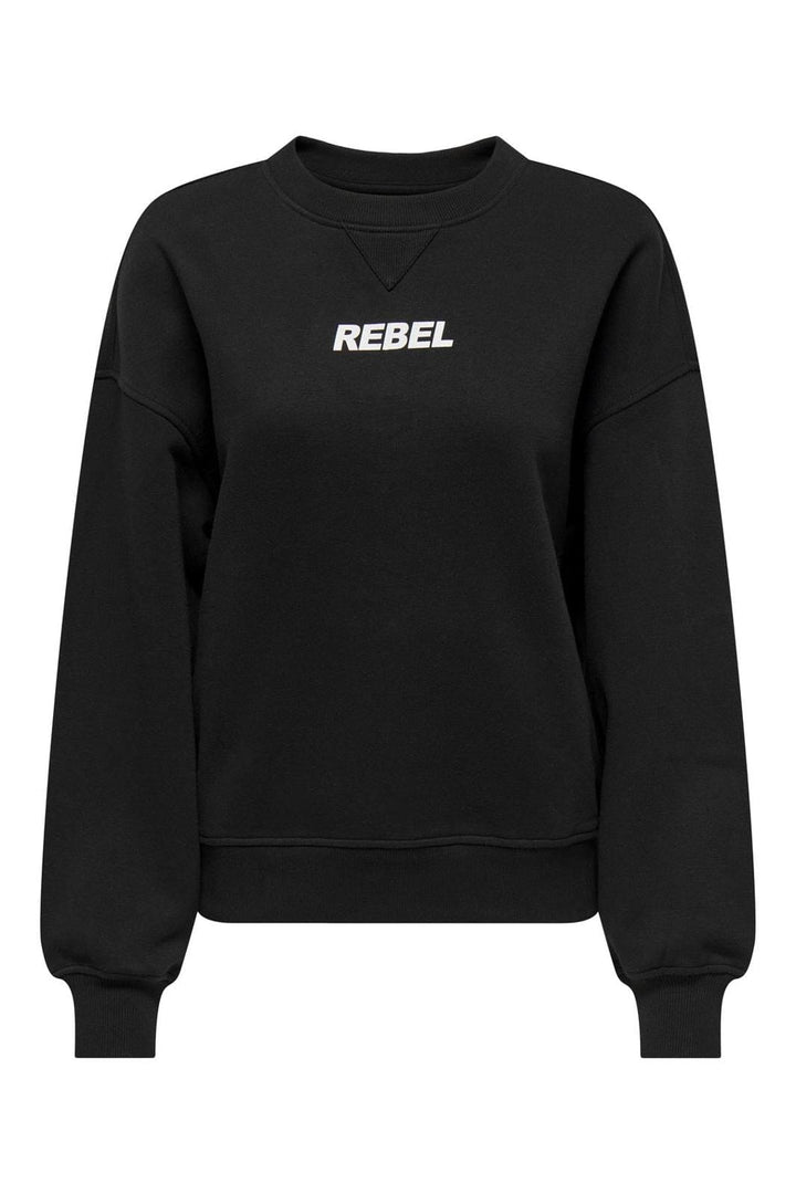 Only - Onlsofia L/S Word O-Neck Swt - 4564505 Black Rebel