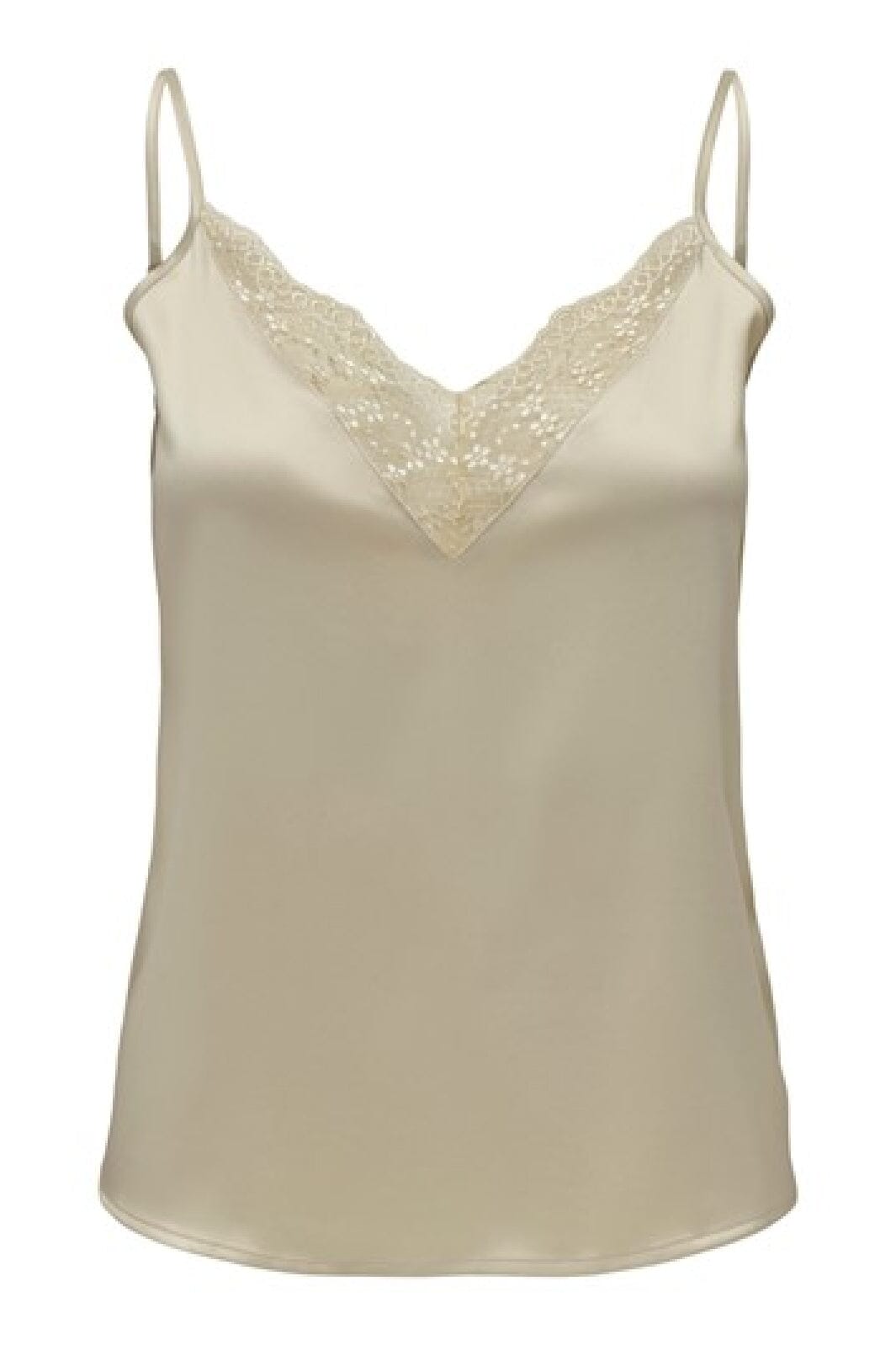 Only - Onlvictoria Sl Lace Mix Singlet - 4235468 Creme Toppe 