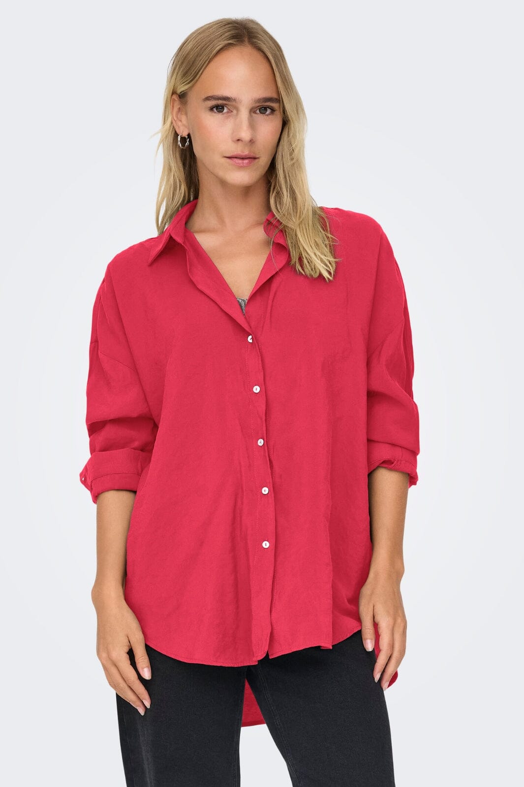 Only - Onlzazima L/S Loose Shirt - 4686663 Jalapeno Red