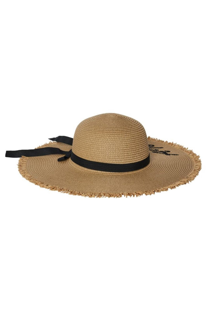 Pieces - Pcada M Bob Straw Hat Sww - 4422977 Nature Black Aloha Huer 