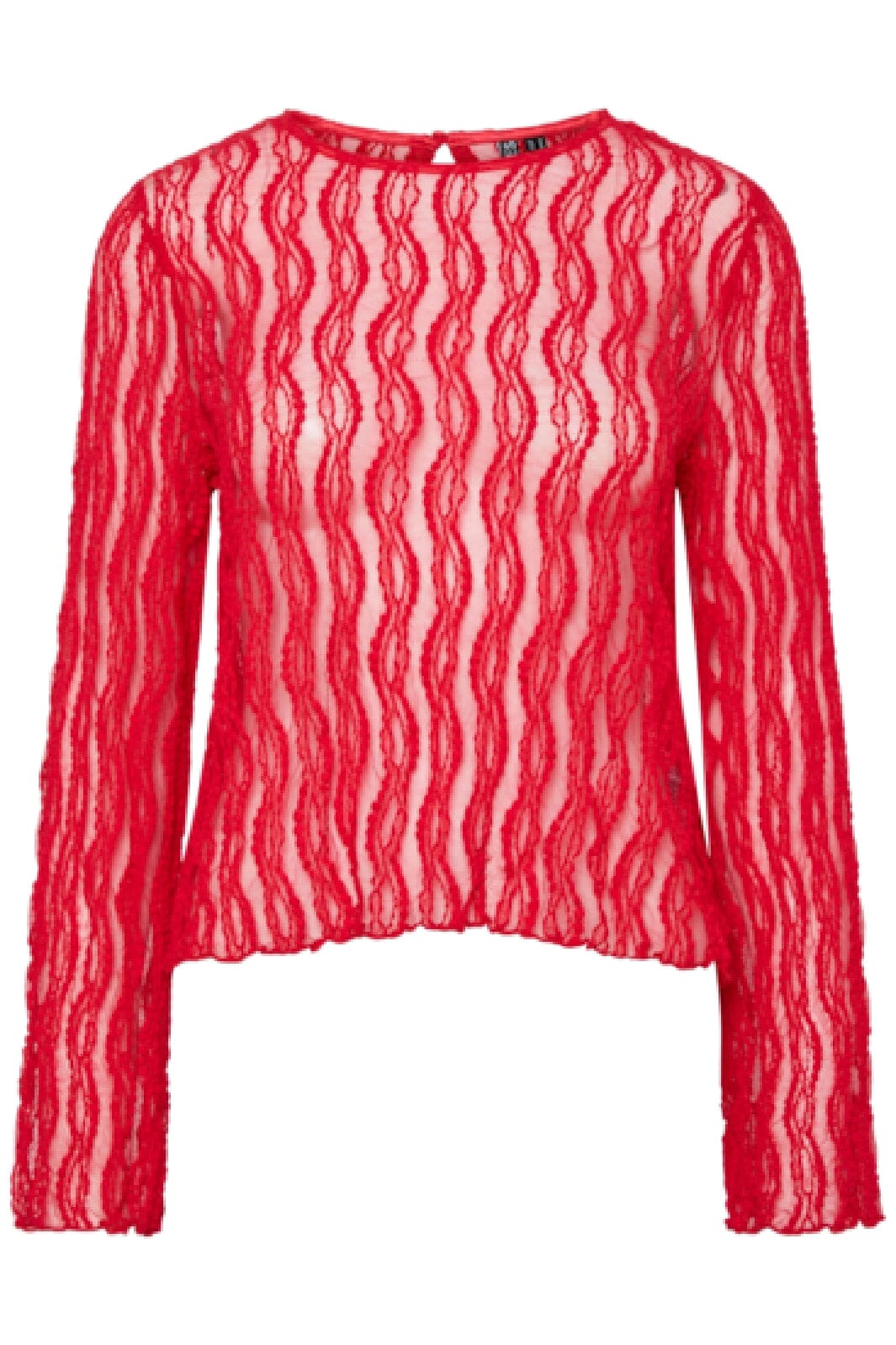 Pieces - Pcally Ls O-Neck Top - 4719598 High Risk Red Toppe 