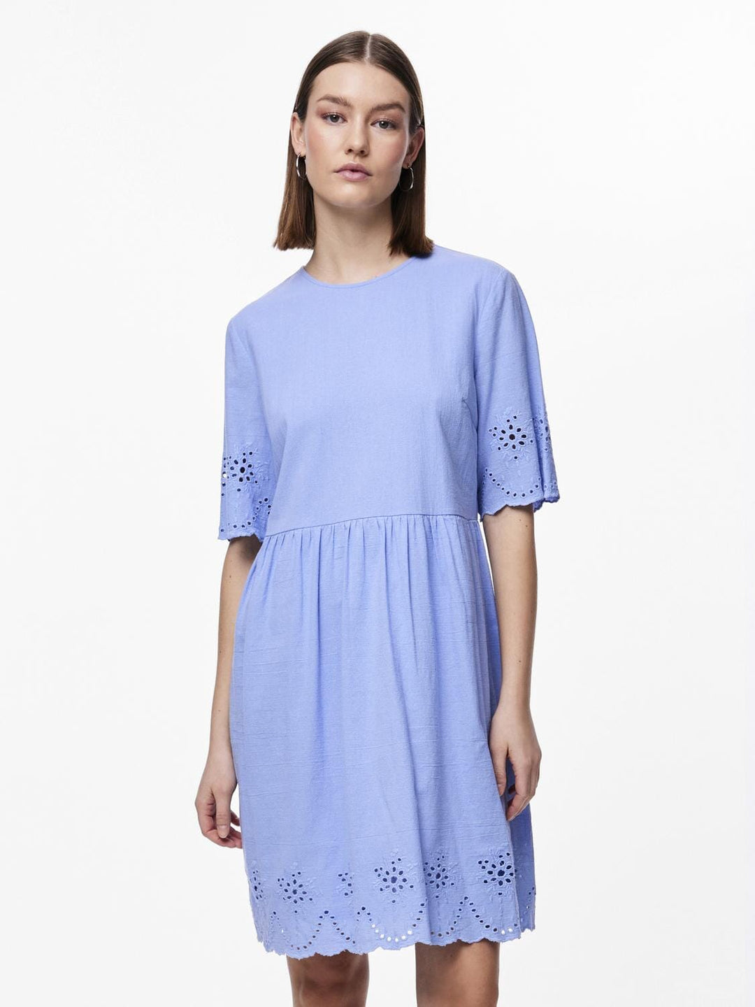 Pieces - Pcalmina 2/4 Embroidery Dress - 4486682 Hydrangea Kjoler 