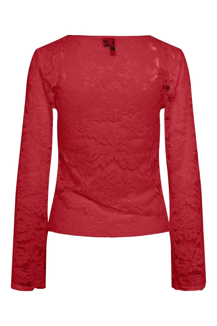 Pieces - Pcamalie Ls Lace Top - 4709985 High Risk Red