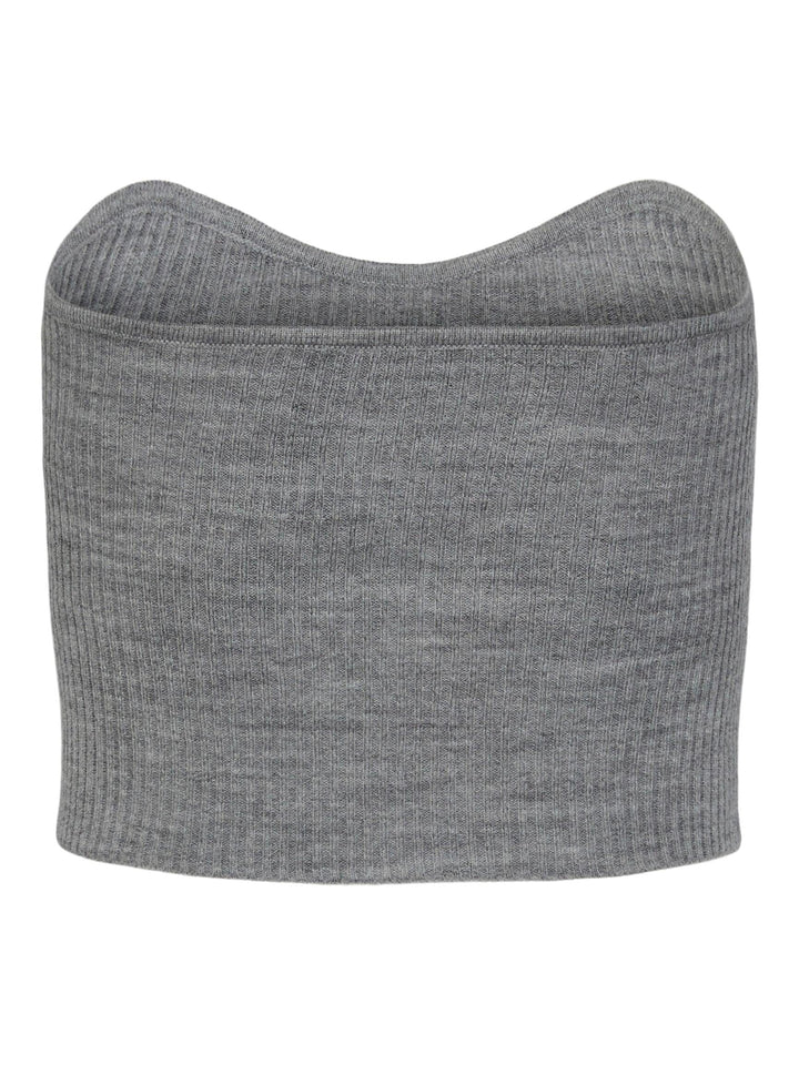 Pieces - Pcangie Knit Tube Top Dmo - Light Grey Melange Toppe 