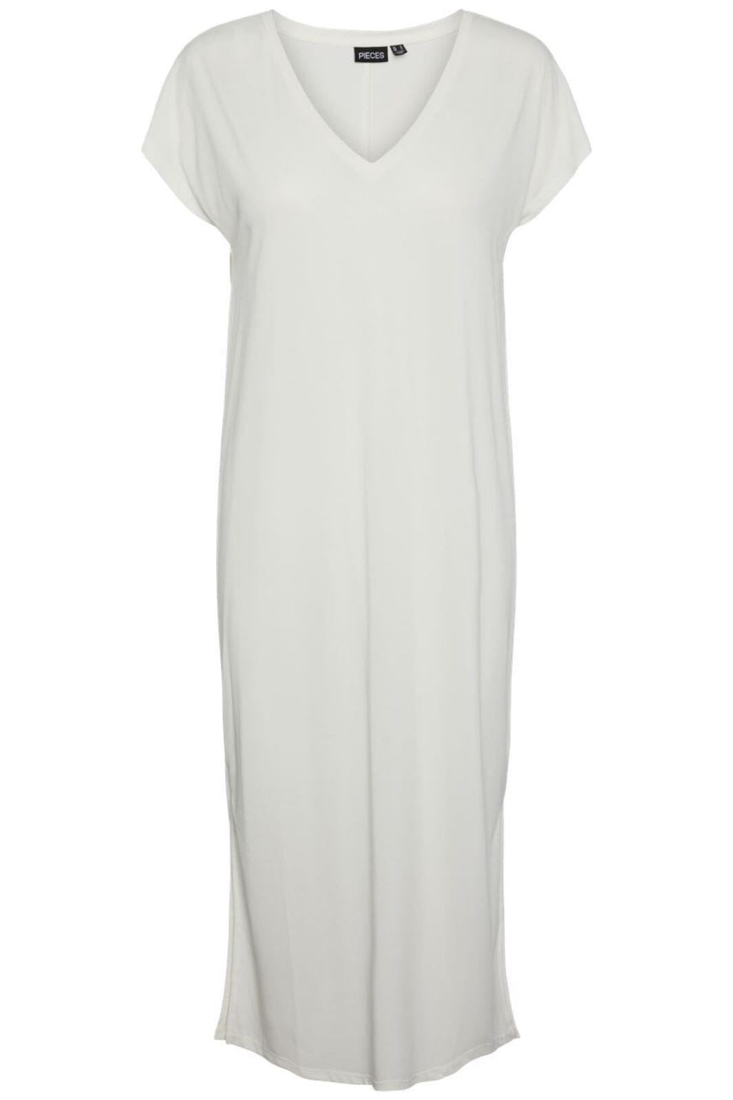 Pieces - Pcanora Ss V-Neck Midi Dress - 4472385 Cloud Dancer