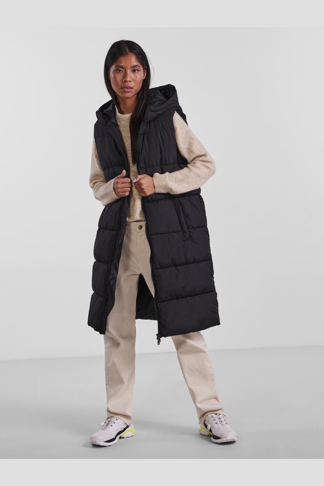 Pieces - Pcbee New Long Puffer Vest - 3718770 Black